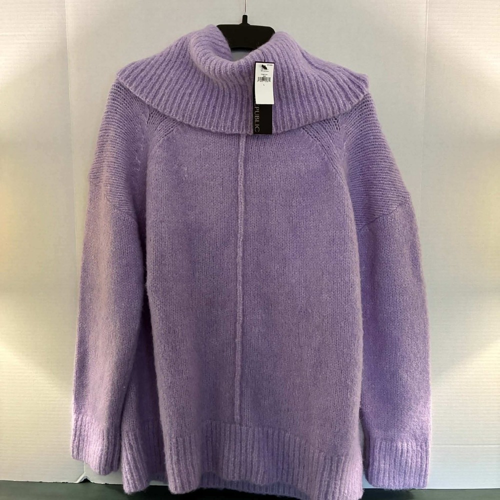 Banana Republic Cowl Neck Sweater Womens L Purple Alpaca Blend Knit